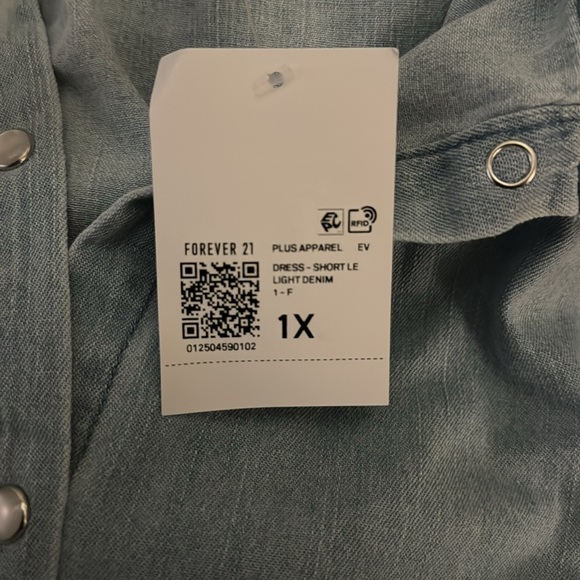 Plus Size Denim Flounce Shirt Dress - Picture 2 of 2